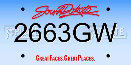 2663GW South Dakota License Plate