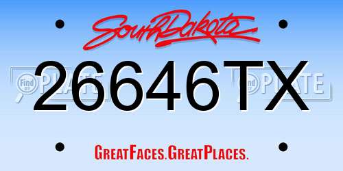26646TX South Dakota License Plate
