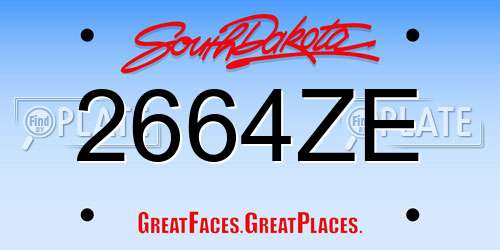 2664ZE South Dakota License Plate