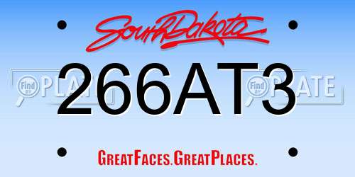 266AT3 South Dakota License Plate