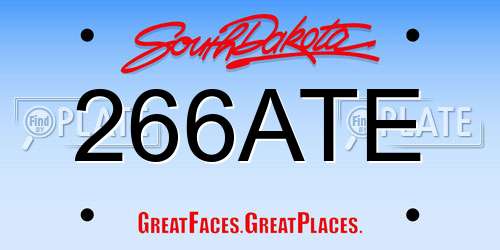 266ATE South Dakota License Plate