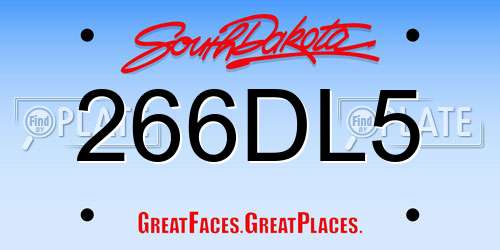 266DL5 South Dakota License Plate