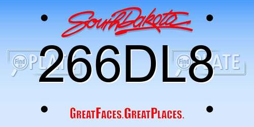266DL8 South Dakota License Plate