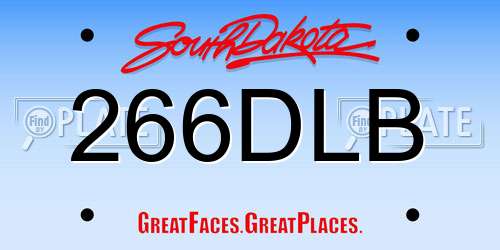 266DLB South Dakota License Plate