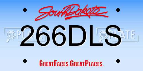 266DLS South Dakota License Plate