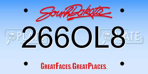 266OL8 South Dakota License Plate