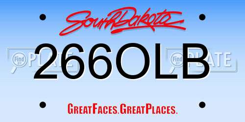 266OLB South Dakota License Plate
