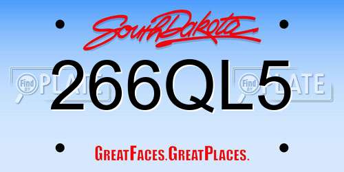266QL5 South Dakota License Plate