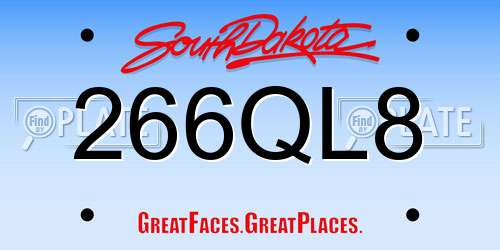 266QL8 South Dakota License Plate