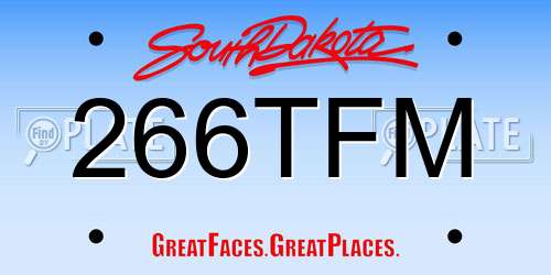 266TFM South Dakota License Plate