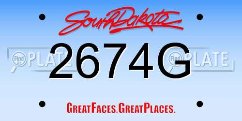 2674G South Dakota License Plate