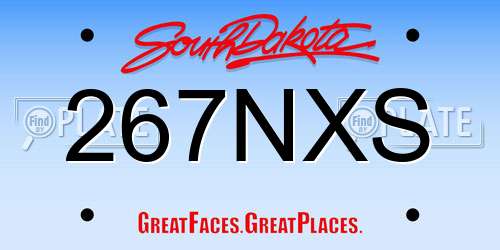 267NXS South Dakota License Plate