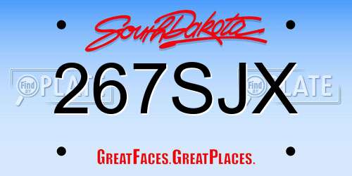 267SJX South Dakota License Plate