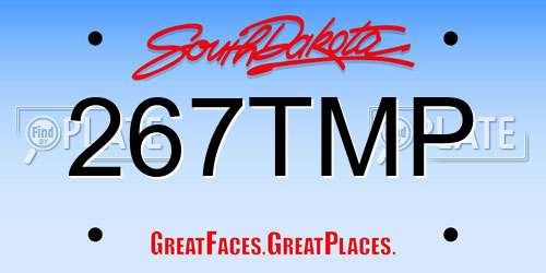 267TMP South Dakota License Plate