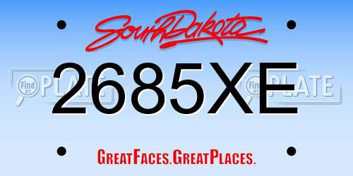 2685XE South Dakota License Plate