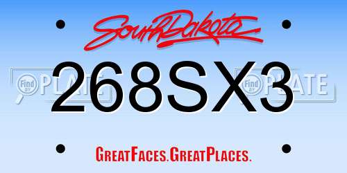 268SX3 South Dakota License Plate