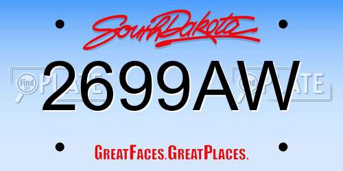 2699AW South Dakota License Plate