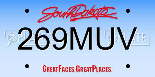269MUV South Dakota License Plate