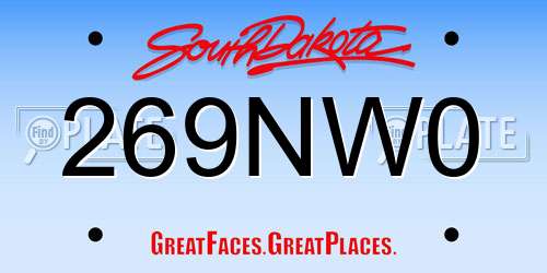 269NW0 South Dakota License Plate