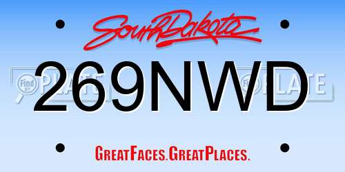 269NWD South Dakota License Plate