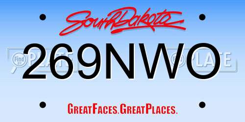 269NWO South Dakota License Plate
