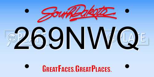 269NWQ South Dakota License Plate
