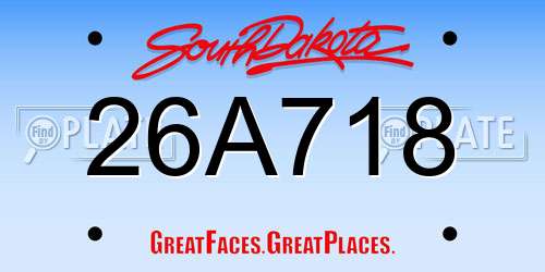 26A718 South Dakota License Plate