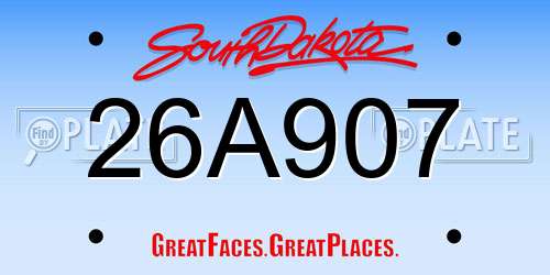 26A907 South Dakota License Plate