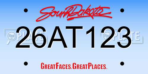 26AT123 South Dakota License Plate