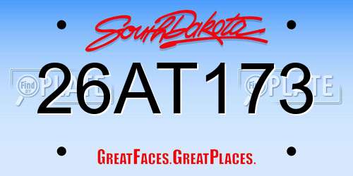 26AT173 South Dakota License Plate