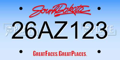 26AZ123 South Dakota License Plate