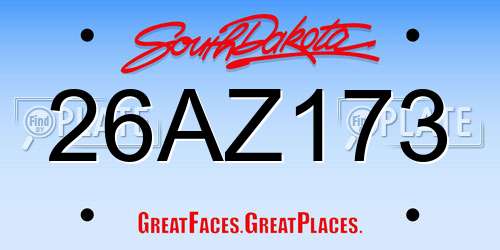 26AZ173 South Dakota License Plate