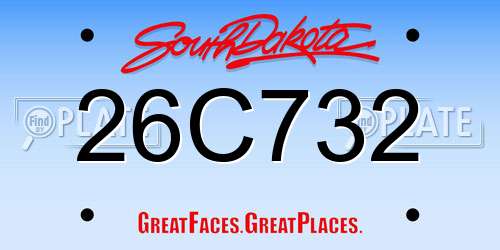26C732 South Dakota License Plate