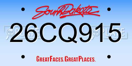 26CQ915 South Dakota License Plate