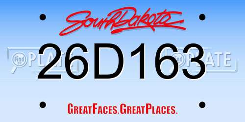 26D163 South Dakota License Plate
