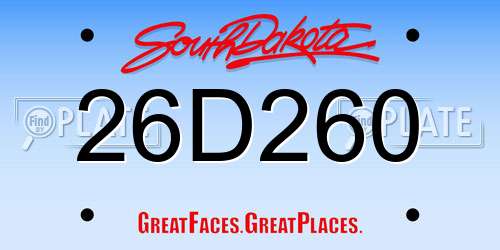 26D260 South Dakota License Plate