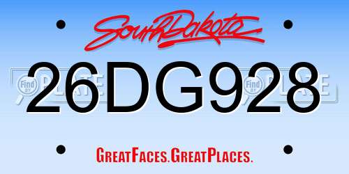 26DG928 South Dakota License Plate