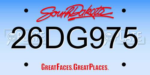 26DG975 South Dakota License Plate