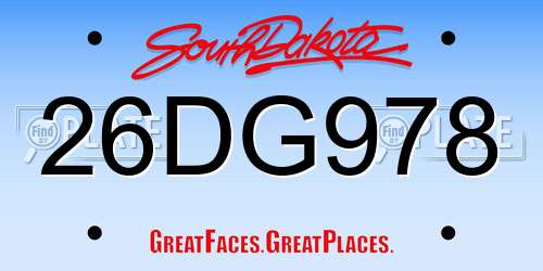 26DG978 South Dakota License Plate