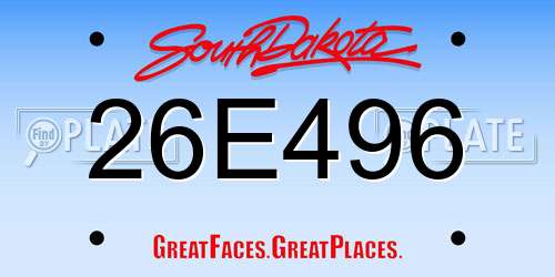 26E496 South Dakota License Plate