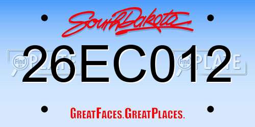 26EC012 South Dakota License Plate