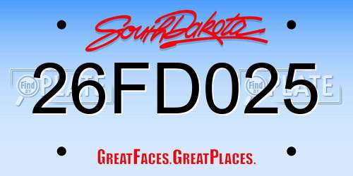 26FD025 South Dakota License Plate