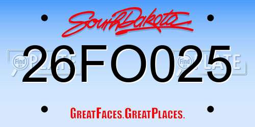 26FO025 South Dakota License Plate