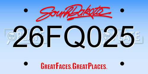 26FQ025 South Dakota License Plate