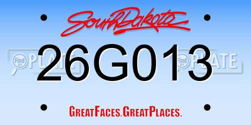 26G013 South Dakota License Plate