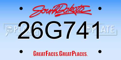 26G741 South Dakota License Plate