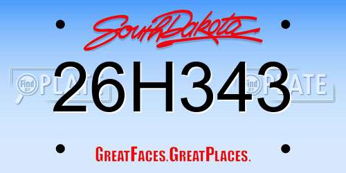 26H343 South Dakota License Plate