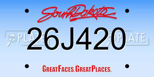 26J420 South Dakota License Plate