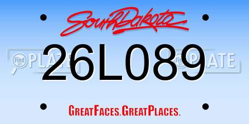 26L089 South Dakota License Plate