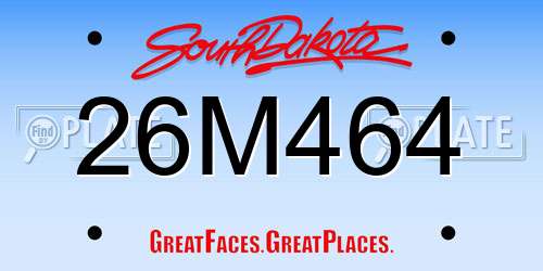26M464 South Dakota License Plate